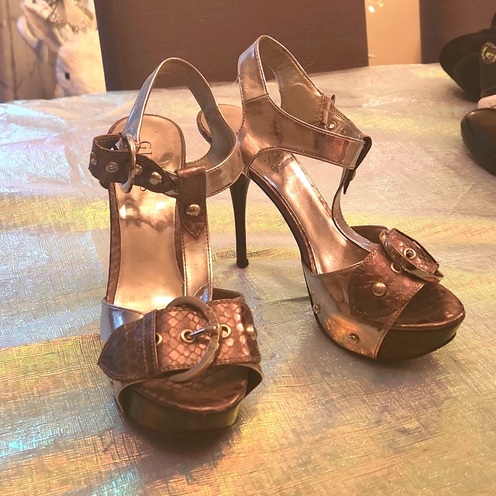Guess silver stiletto sandals size 6.5